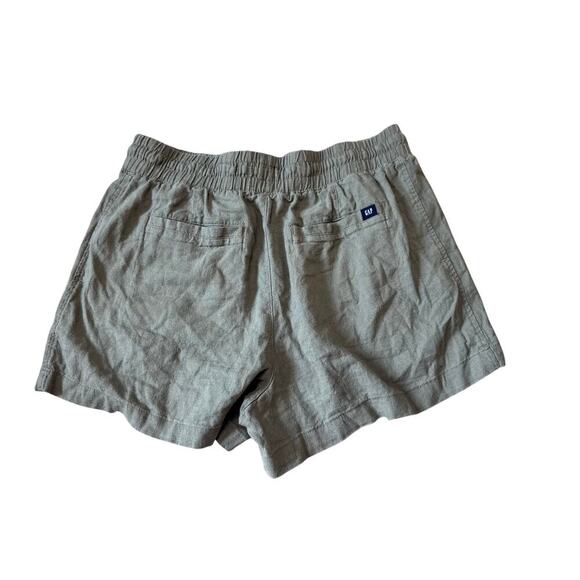 GAP Women's Linen Blend Shorts, size Medium, wide elastic waistband; Olive Green - Picture 2 of 9